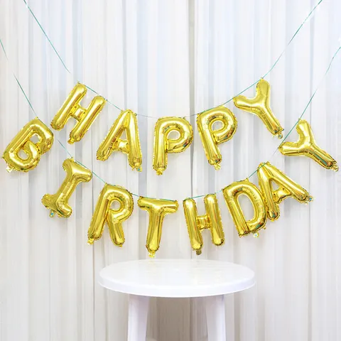 ลูกโป่งตัวอักษร ชุด Happy Birthday สี Gold