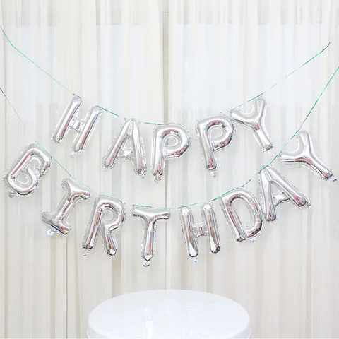 ลูกโป่งตัวอักษร ชุด Happy Birthday สี Silver