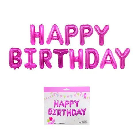 ลูกโป่งตัวอักษร ชุด Happy Birthday สี Rose Red