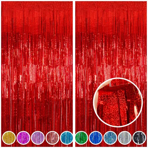 ม่านฟอยล์ ปาร์ตี้ ขนาด 1 x 2.5 m laser : red