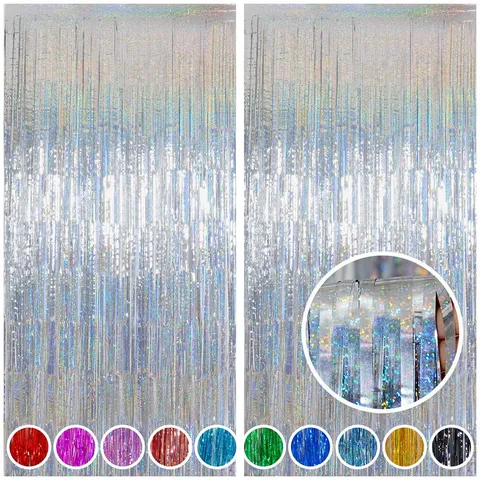 ม่านฟอยล์ ปาร์ตี้ ขนาด 1 x 2.5 m laser : silver