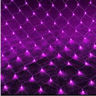ไฟม่านตาข่าย เสียบไฟ220V 8 โหมด 3X2m 192LED สีม่วง PURPLE	