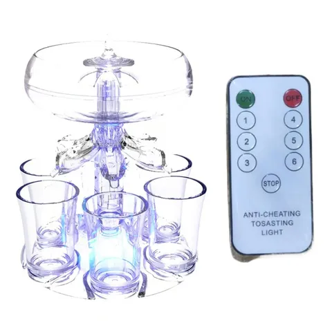  ที่รินช็อต 6 หัว มีไฟ LED ตั้งไฟสุ่มได้ พร้อมรีโมทและแก้วช็อต 6 ใบ DOLPHIN SIPHON