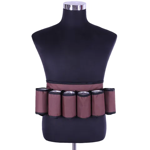 เข็มขัดสะพาย ใส่กระป๋องเครื่องดื่ม แบบพกพา 6 ช่อง (RED WINE)