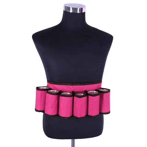 เข็มขัดสะพาย ใส่กระป๋องเครื่องดื่ม แบบพกพา 6 ช่อง (ROSE RED)