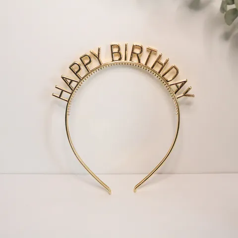 ที่คาดผม Happy Birthday Head Band HBD ตัวหนังสือ พลาสติก สี ทอง