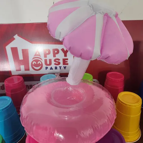  ห่วงยางรองแก้ว แฟนซี Floating Pool Cup ลาย ร่ม ชมพู ฐาน ชมพู Umbrella Model : 34