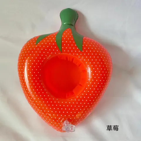 ห่วงยางรองแก้ว แฟนซี Floating Pool Cup ลาย สตรอเบอรี่ strawberry Model : 35