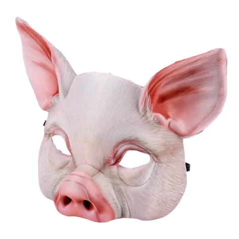 หน้ากากแฟนซีครึ่งหน้า ลายหน้าสัตว์ หมูสีขาว